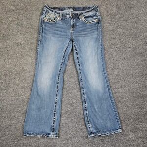 Vigoss Heritage Fit Bootcut Jeans Womens 14 Med Wash Mid Rise Stretch Denim Blue